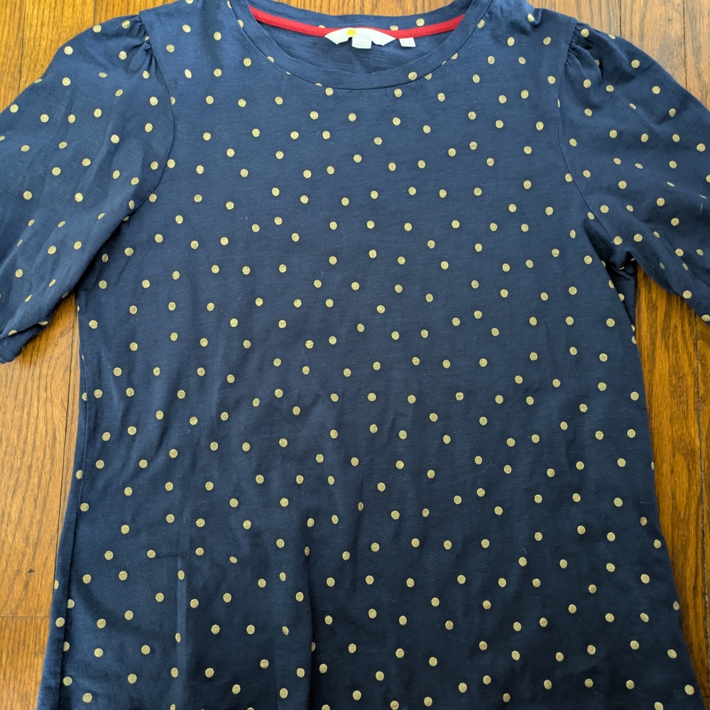Boden Blue Polka Dot Kids Shirt